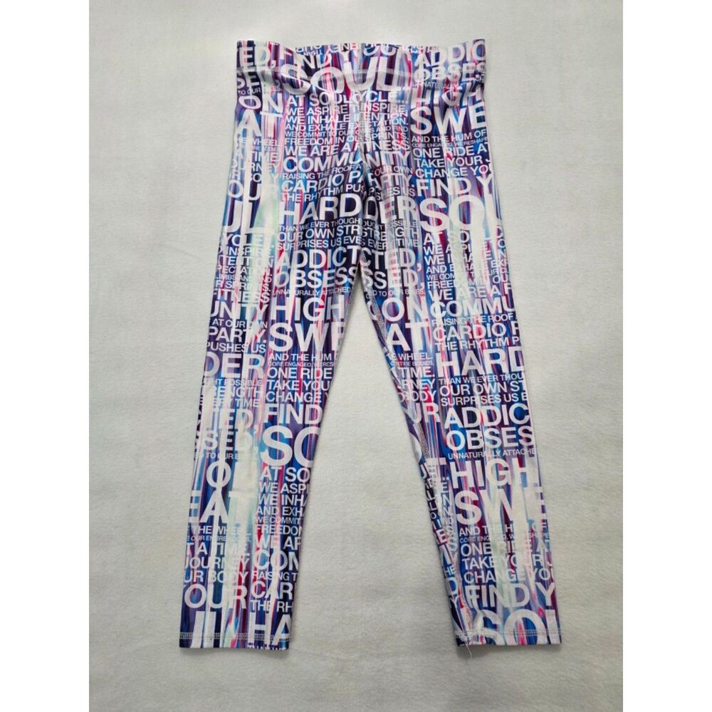 Terez SoulCycle Leggings Affirmation Typography Multicolor Athletic Womens Small